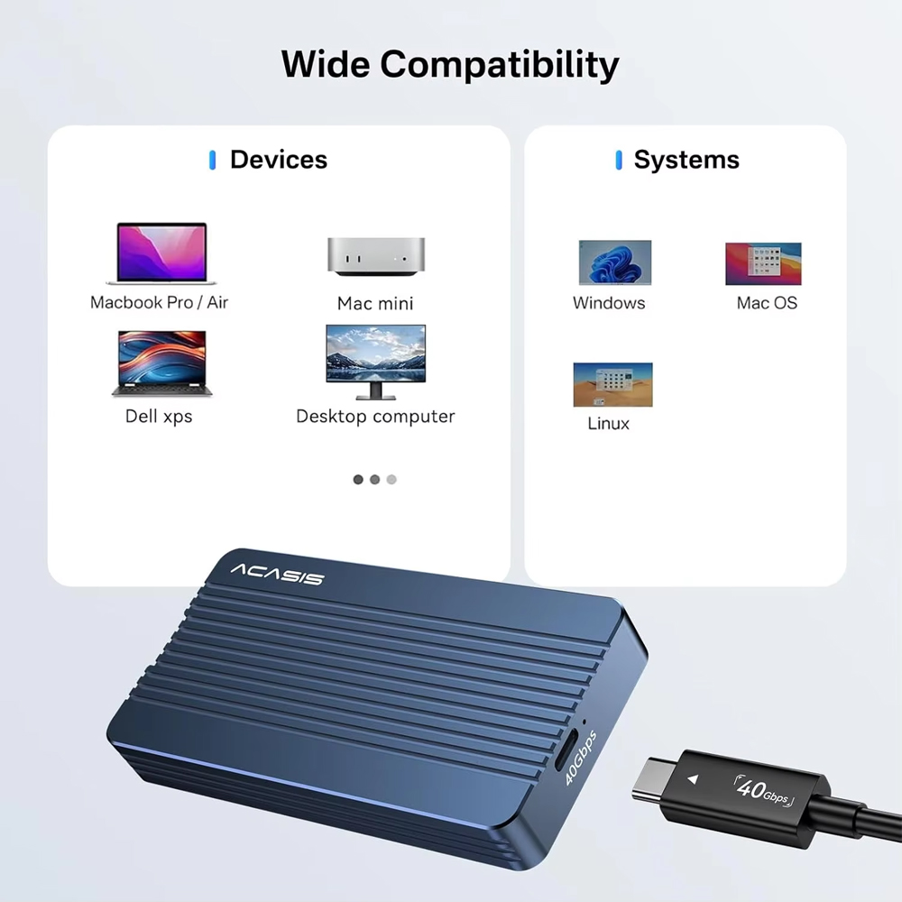 ACASIS 40Gbps M.2 NVMe SSD Enc - 8Tb M2 Nvme Ssd recension och pris