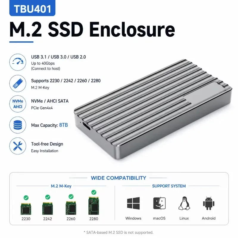 AP01 for Aluminum M.2 NVMe SSD - Usb4 40Gbps External Ssd 8Tb recension och pris