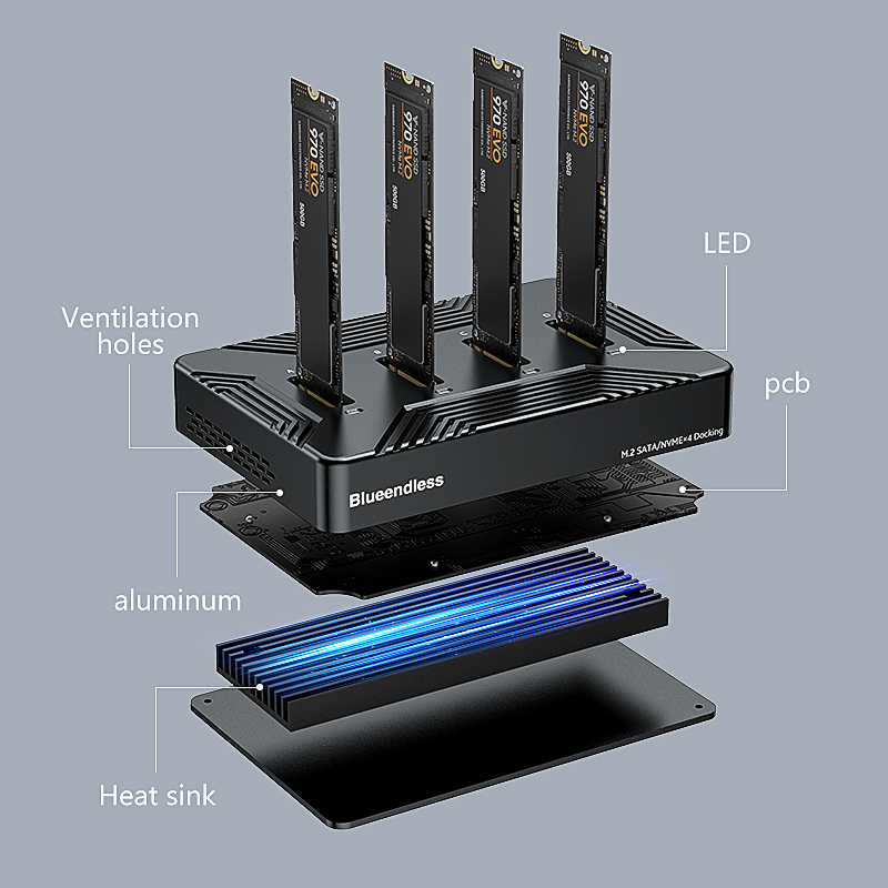 Blueendless 4 bay m2 SSD docki - 8Tb M2 Nvme Ssd recension och pris